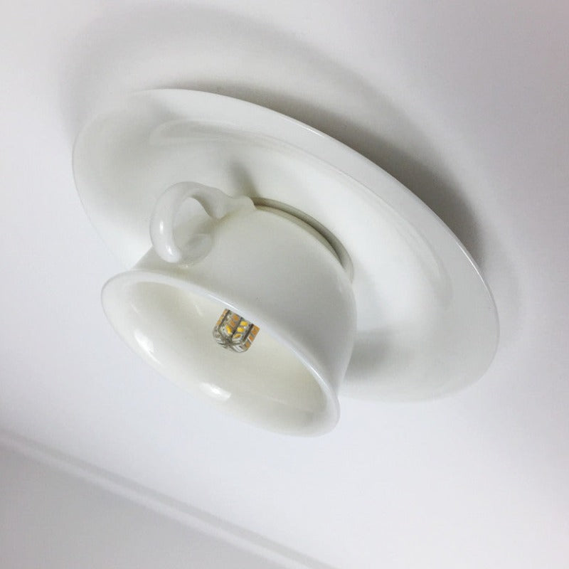 Cairns Pure Cup Ceramic Flush Mount Ceiling Light Living Room