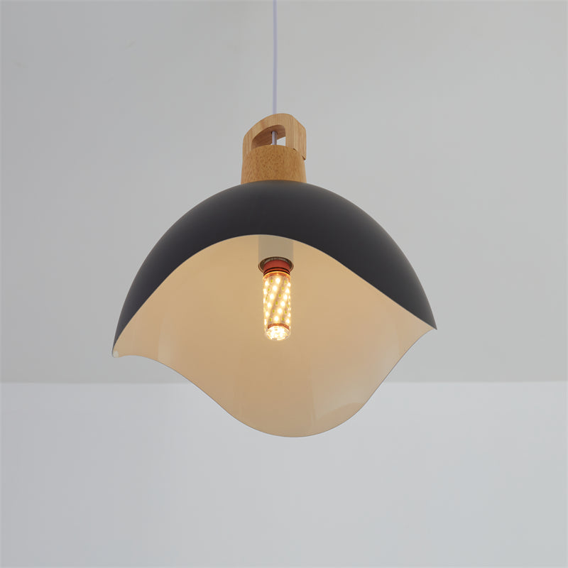 Morandi Colorful Shade Single Pendant Lights, Wood & Metal