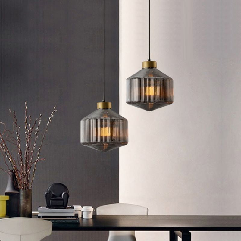 Hailie Modern  LED Pendant Light Smoke Gray Glass Bedroom