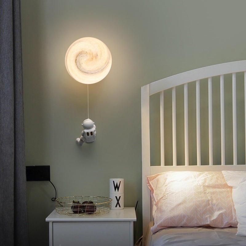 Fateh Modern Moon LED Indoor Wall Lamp White Resin Kid's Room