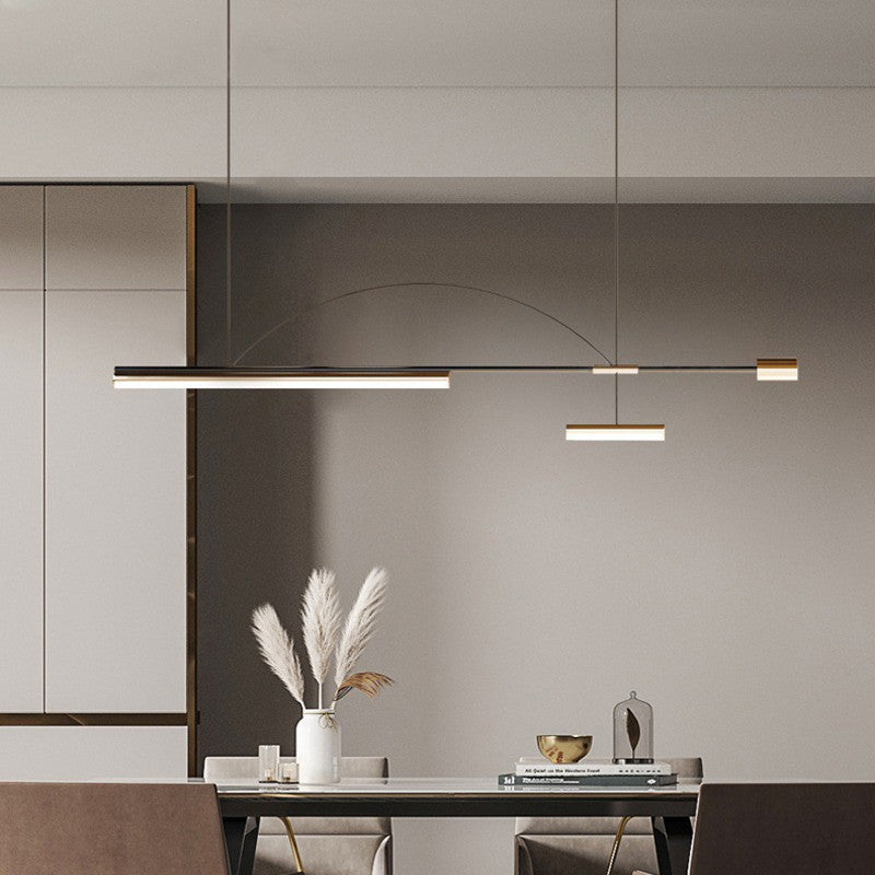 Freja Modern Long LED Pendant Light Black Metal Dining Room