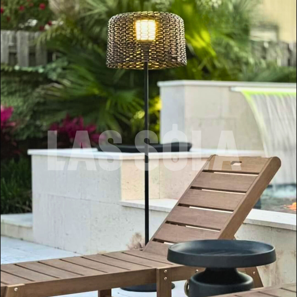 Ritta Waterproof Outdoor Floor Lamp, Rattan，Balcony/Terrace