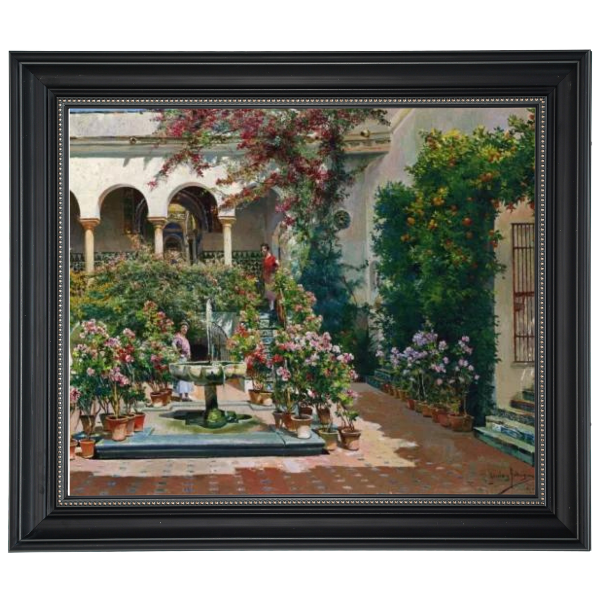 A Courtyard in Seville- Vintage  Canvas Wall Art Prints Decor For Living Room