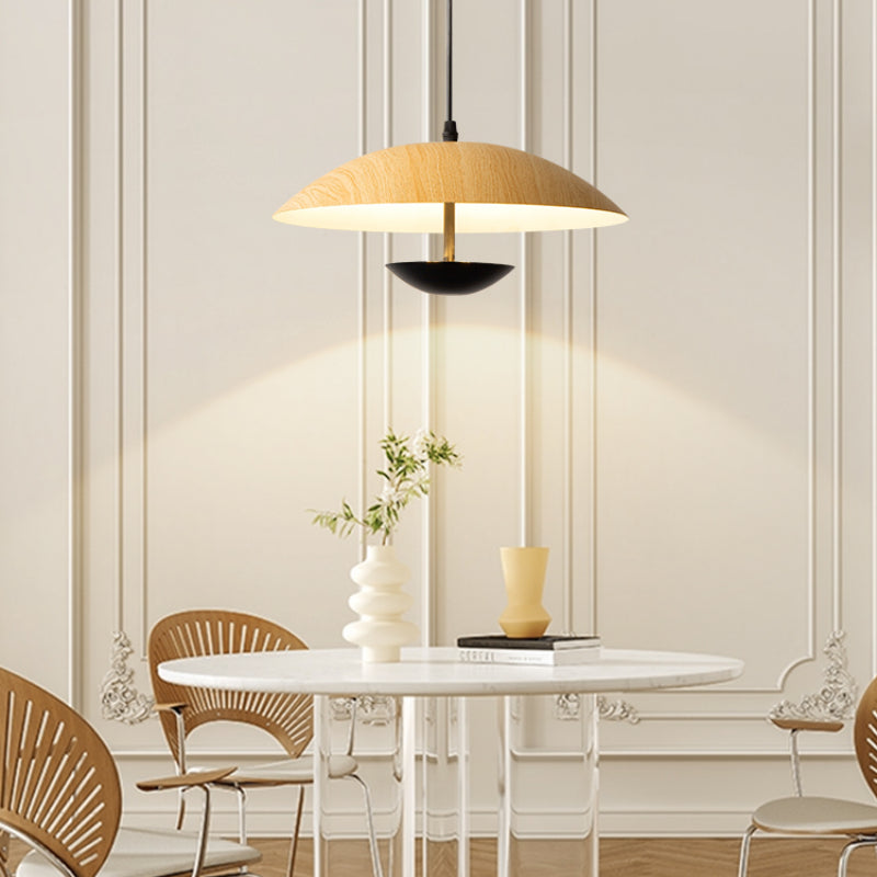 Morandi Modern LED Pendant Light White Wood Metal Bedroom