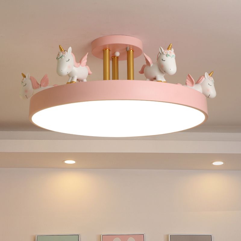 Quinn Modern Round Unicorn Semi-Flush Mount Ceiling Light