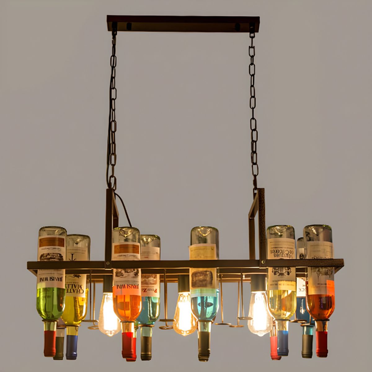 Hailie Art-Deco Wine Bottle Glass Pendant Light Rust