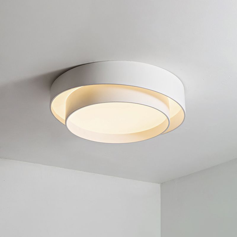 Quinn Nordic Art Deco White Circular Flush Mount Ceiling Light