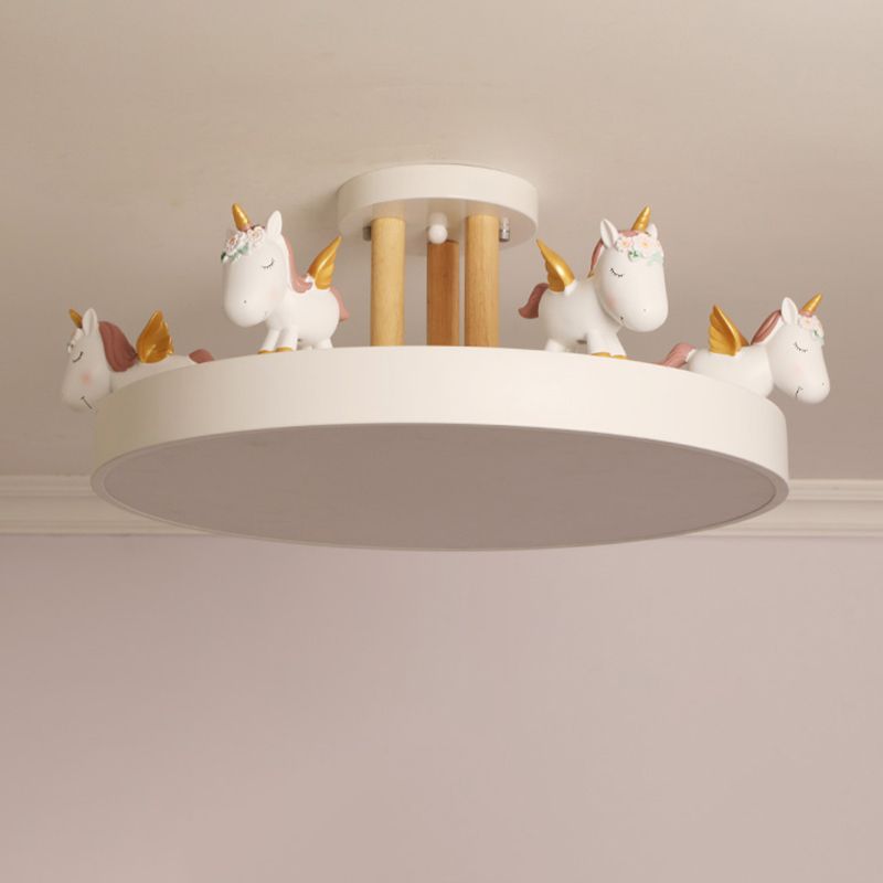 Quinn Modern Round Unicorn Semi-Flush Mount Ceiling Light