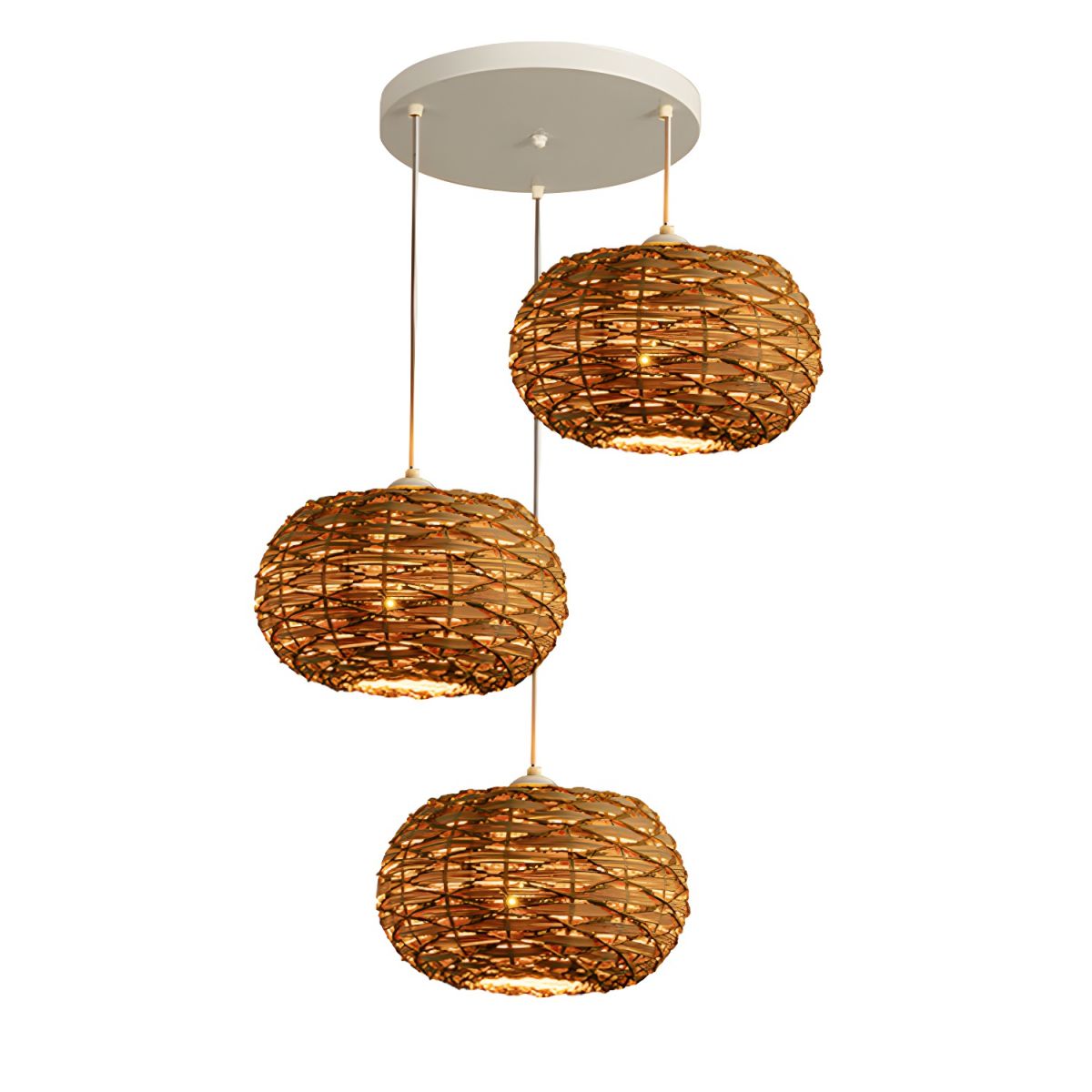 Boho Retro LED Pendant Light Wood Rattan Bedroom/Restaurant