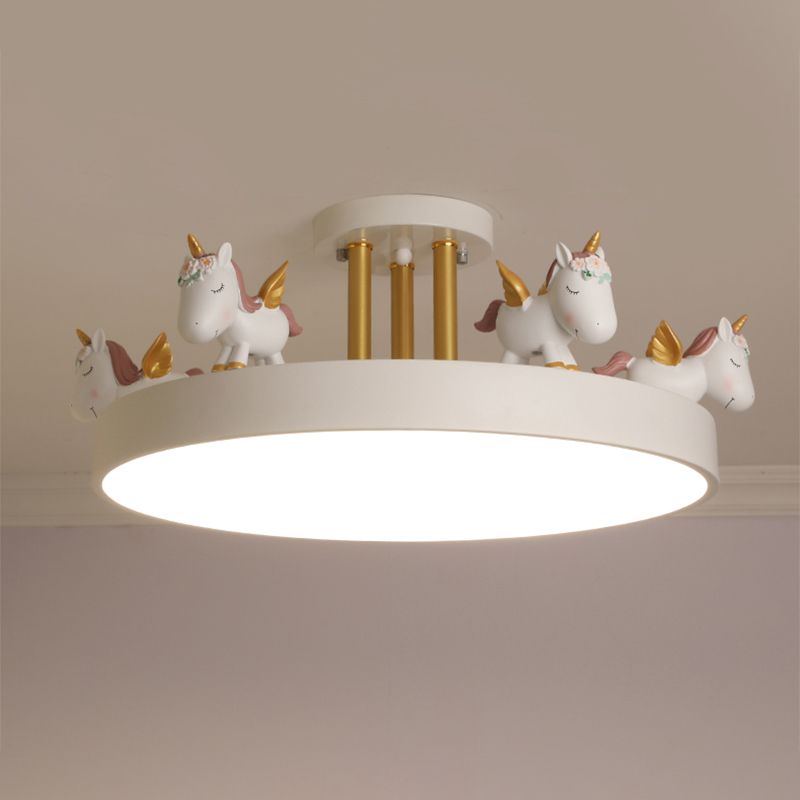 Quinn Modern Round Unicorn Semi-Flush Mount Ceiling Light