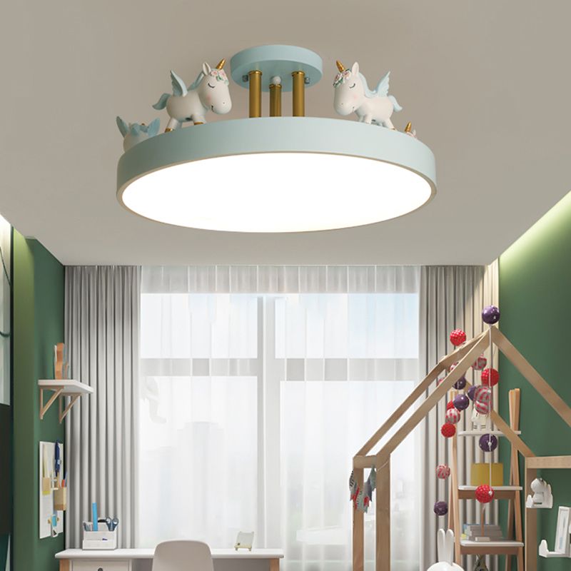 Quinn Modern Round Unicorn Semi-Flush Mount Ceiling Light