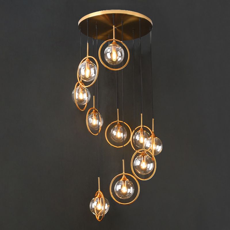 Hailie Modern Spiral Ball Glass Staircase Chandelier