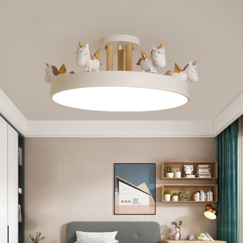 Quinn Modern Round Unicorn Semi-Flush Mount Ceiling Light