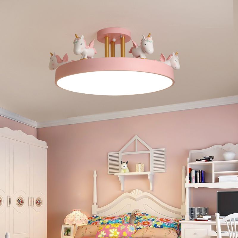 Quinn Modern Round Unicorn Semi-Flush Mount Ceiling Light