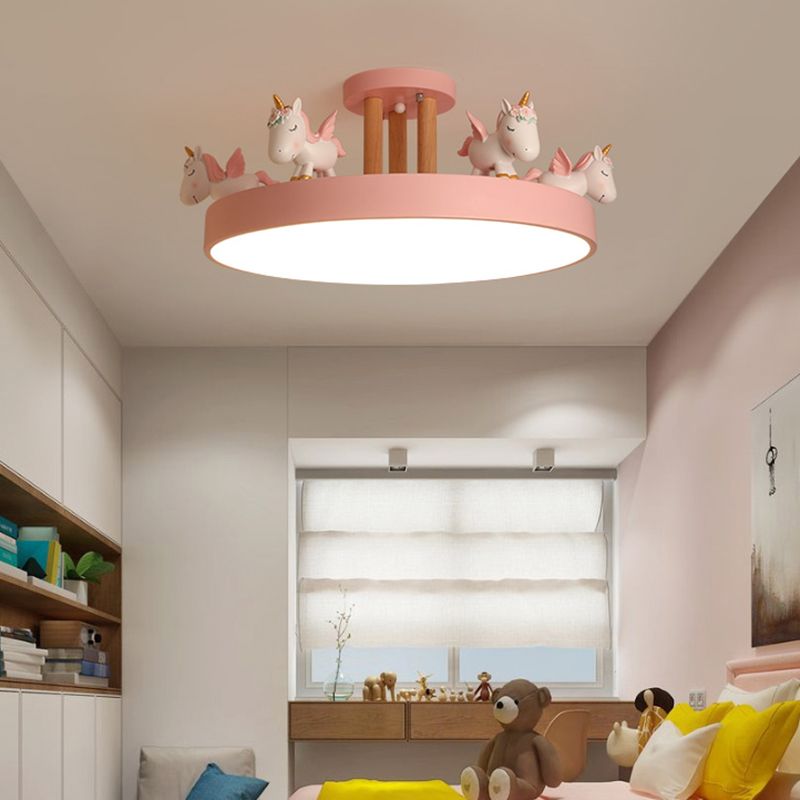 Quinn Modern Round Unicorn Semi-Flush Mount Ceiling Light