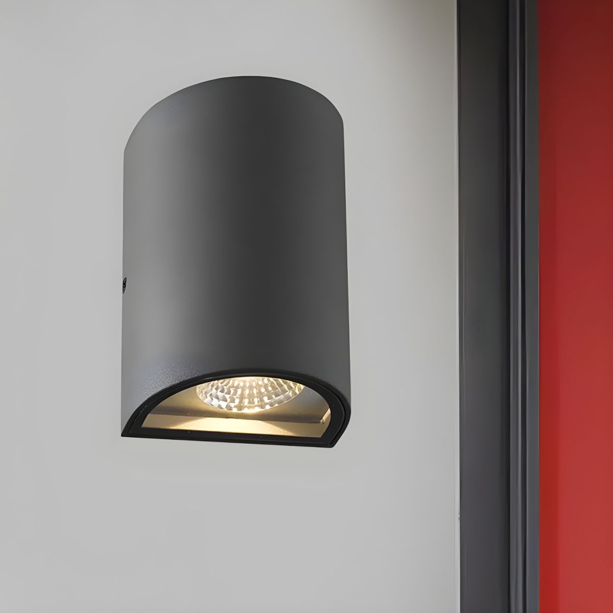 LED Outdoor Wall Washer Light with Half-Cylinder Aluminum Shade Black/Gray Wall Light Fixture in Warm/White Lighting