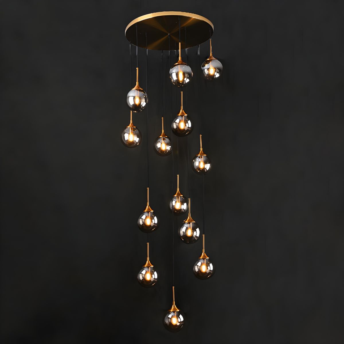 Hailie Modern Spiral Ball Glass Staircase Chandelier