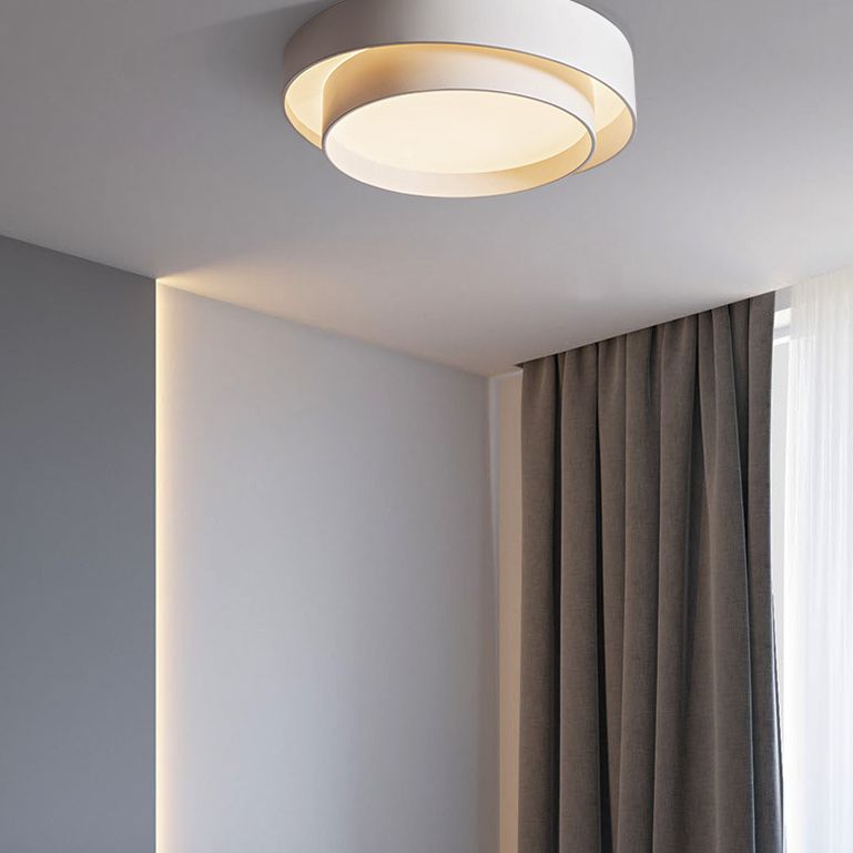 Quinn Nordic Art Deco White Circular Flush Mount Ceiling Light