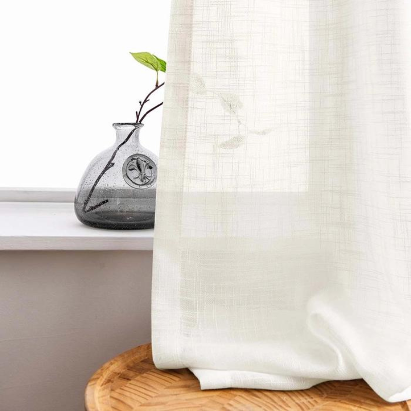 Ela Linen Semi Sheer Curtains Pleated