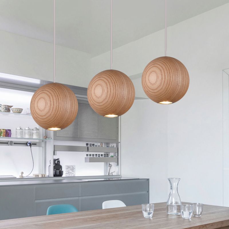 Ozawa Pendant Light Globe Minimalist Cluster Wood Kitchen Island