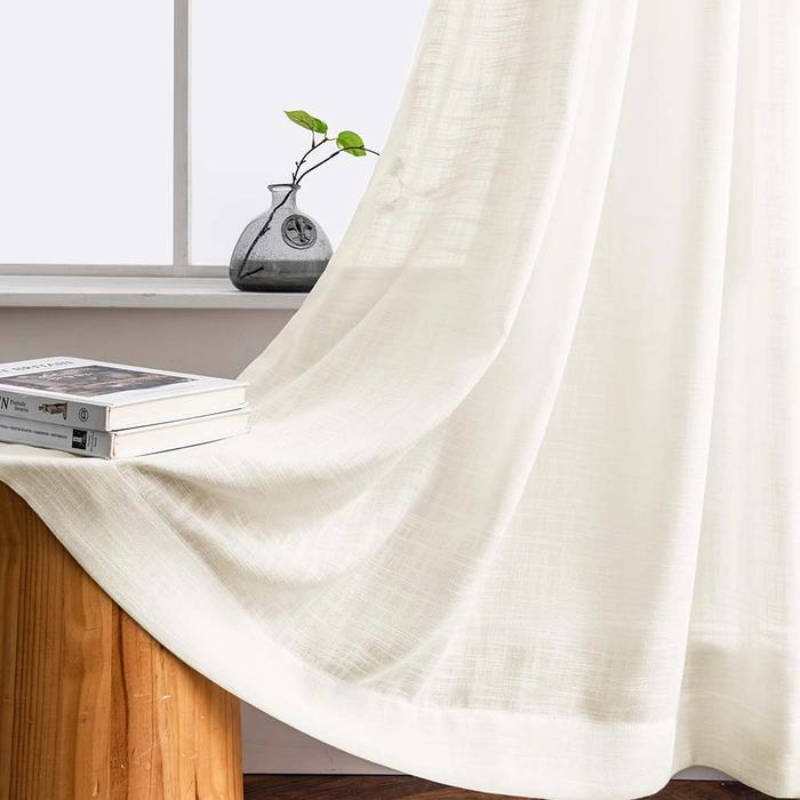 Ela Linen Semi Sheer Curtains Soft Top