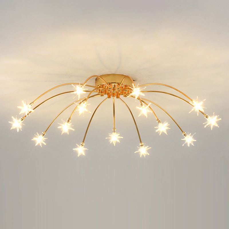 Madina Art Deco Starry Metal/Glass Flush Mount Ceiling Light Black/Gold/Chrome