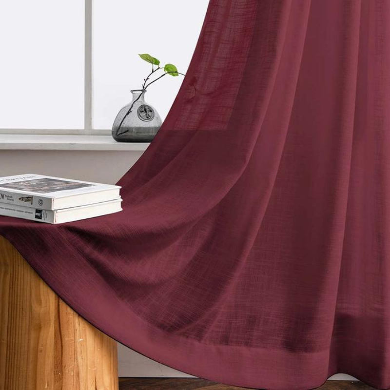 Ela Linen Semi Sheer Curtains Pleated