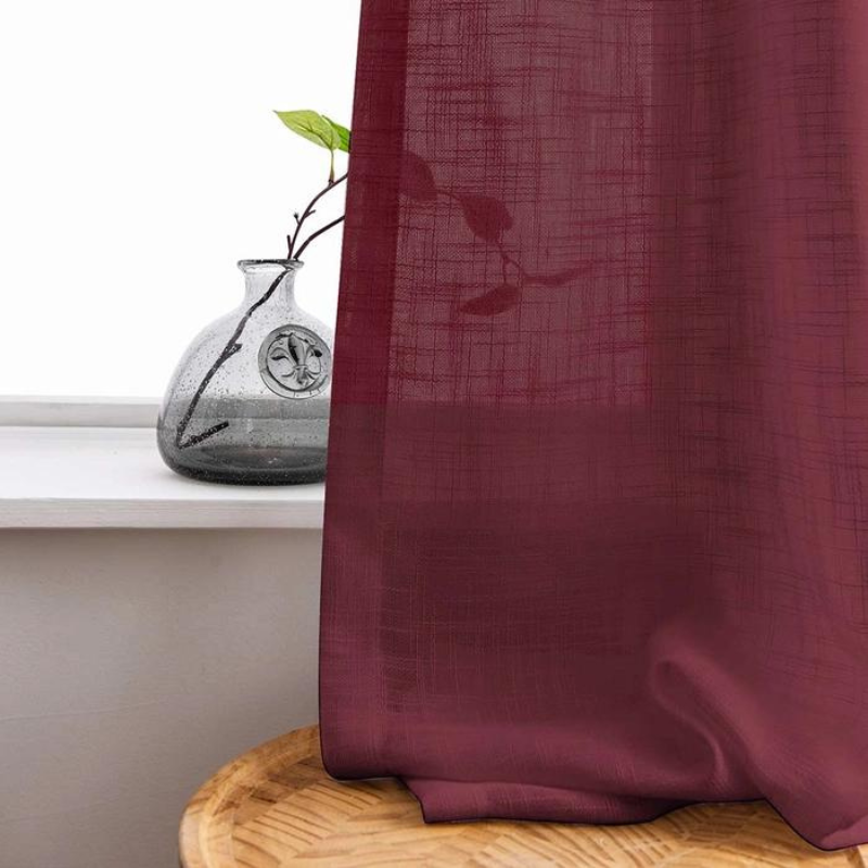 Ela Linen Semi Sheer Curtains Pleated