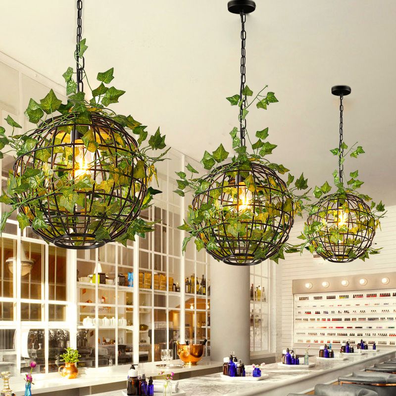 Nest Rustic Plant Art Deco Globe Vine Pendant Light