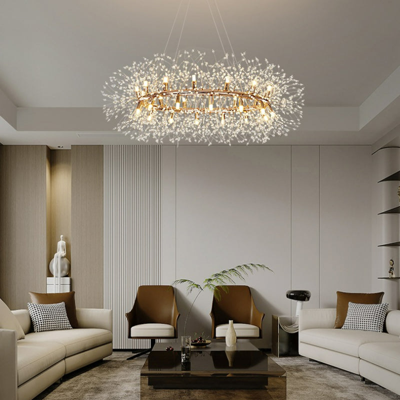 Lili Modern Dandelion LED Pendant Light Gold Metal/Crystal Bedroom/Living Room