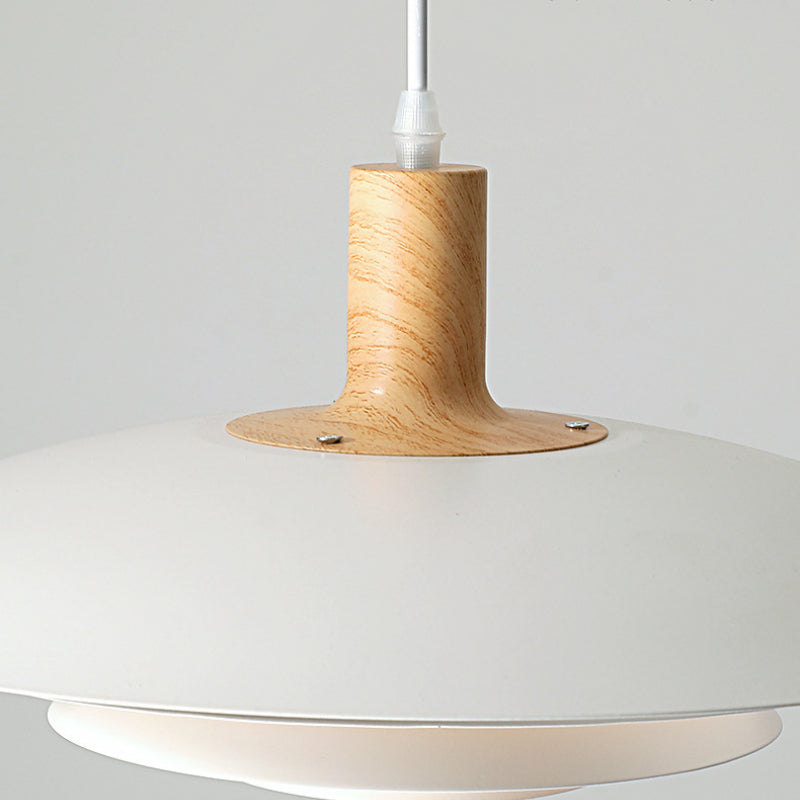 Morandi Modern LED Pendant Light White Wood Metal Bedroom