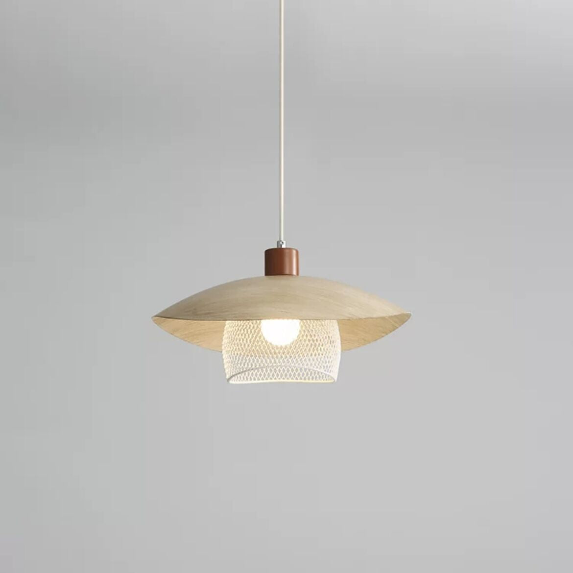 Eveline Modern LED Pendant Light Beige/Green/Wood Dining Room