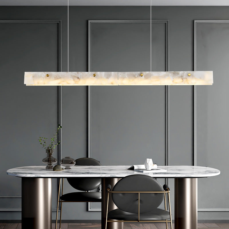 Edge Modern LED Pendant Light White Marble Dining Room/Bar