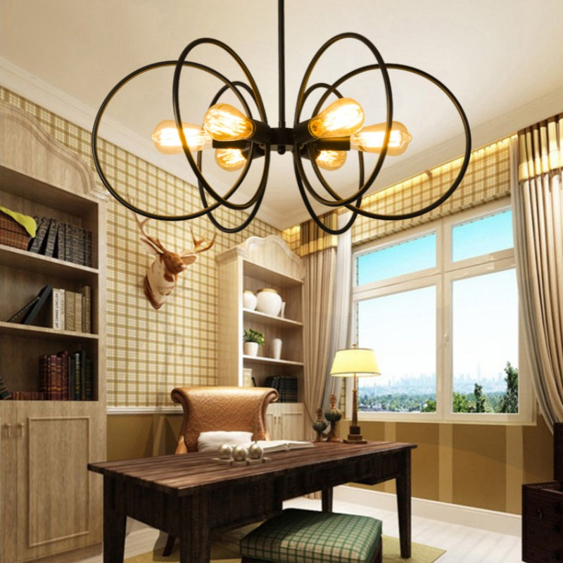 Alessio Industrial LED Chandelier Black Metal Living Room/Bedroom