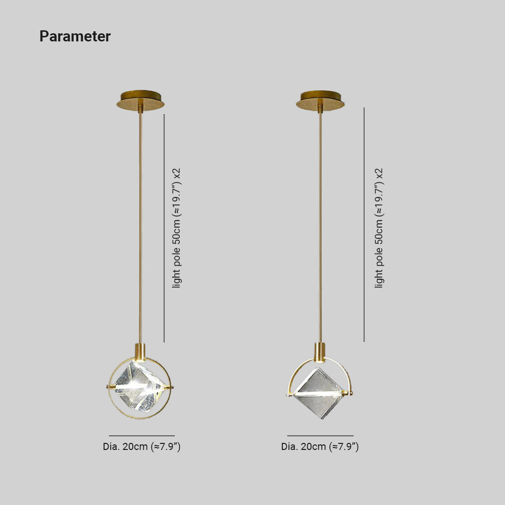 Kristy Modern Luxury Geometry Metal/Crystal Pendant Light, Gold