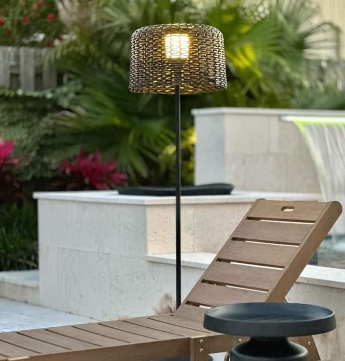 Ritta Waterproof Outdoor Floor Lamp, Rattan，Balcony/Terrace