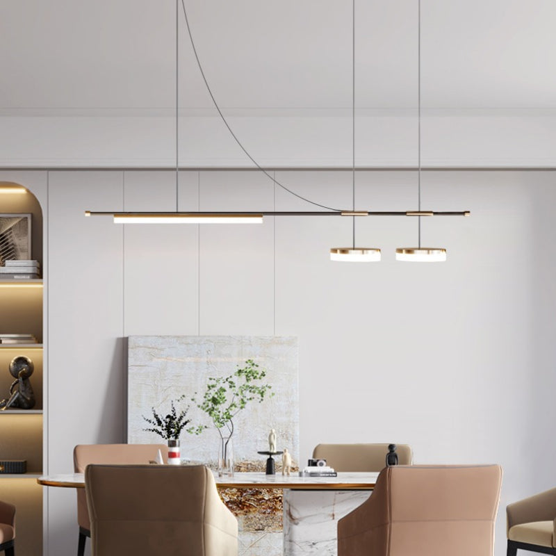 Freja Modern Long LED Pendant Light Black Metal Dining Room