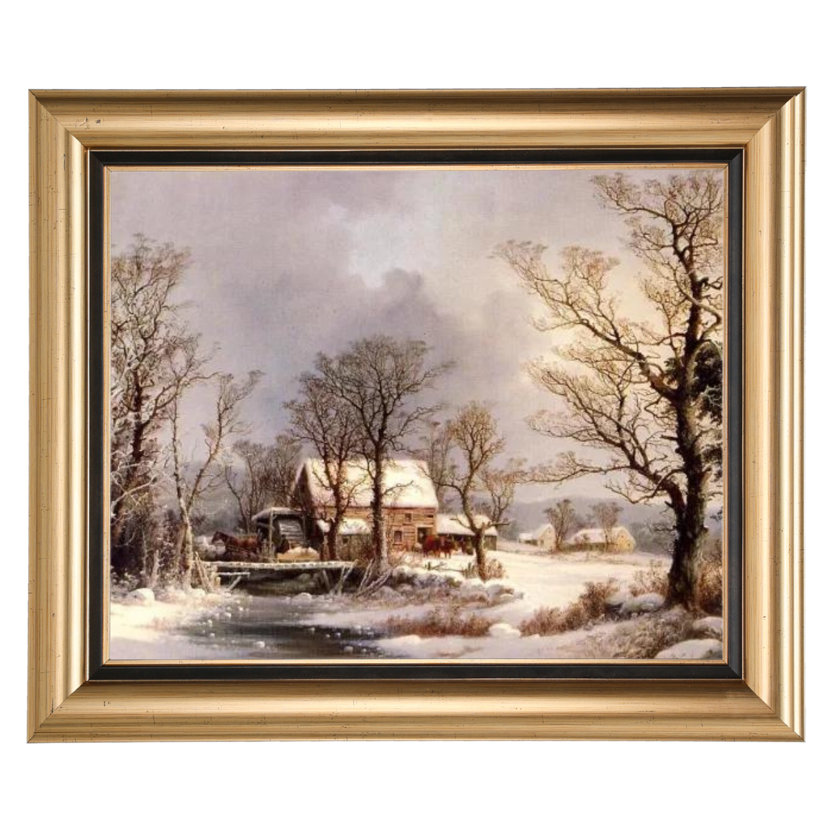 Winter in the Country, The Old Grist Mill-Vintage Wall Art Prints Decor For Living Room