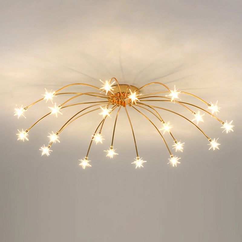 Madina Art Deco Starry Metal/Glass Flush Mount Ceiling Light Black/Gold/Chrome