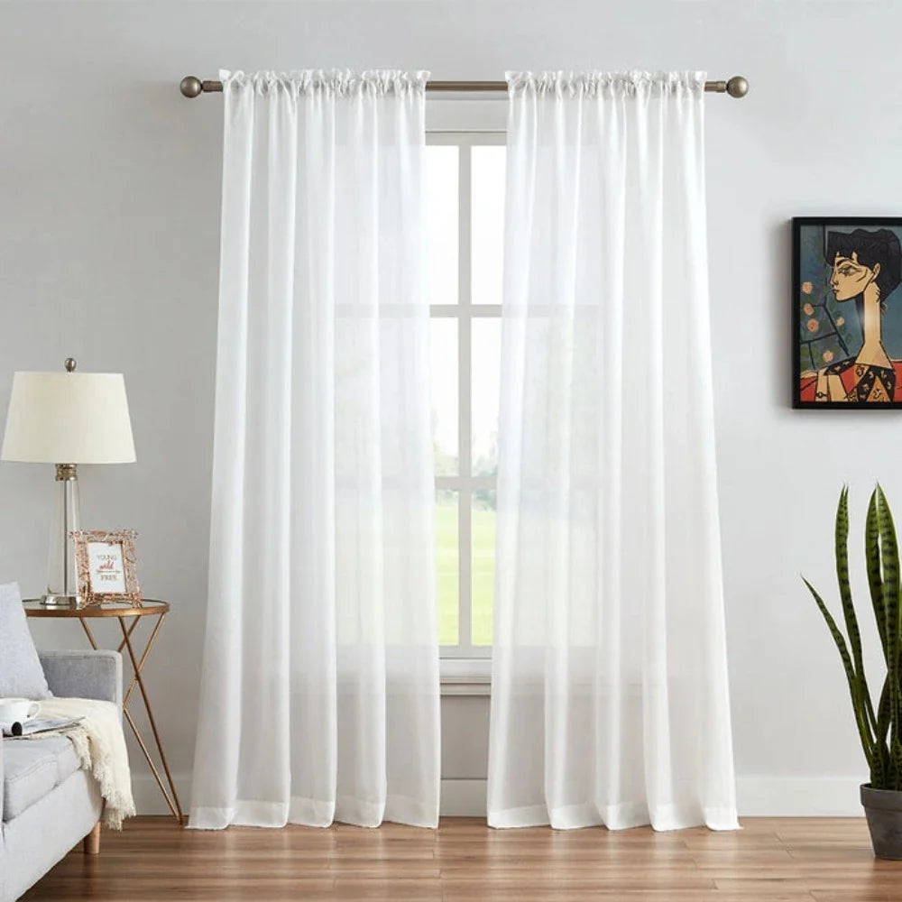 Mina Herringbone Texture Semi Sheer Curtains Pleated