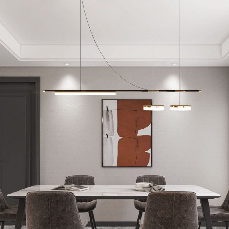 Freja Modern Long LED Pendant Light Black Metal Dining Room