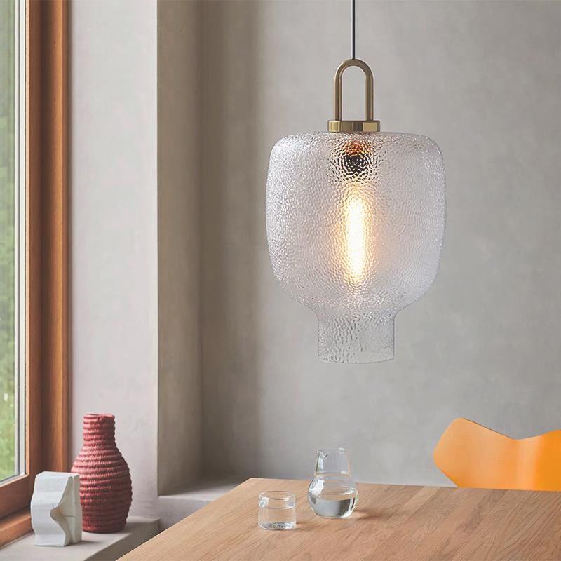 Hailie Minimalist Blown Frosted Clear Glass Pendant Light