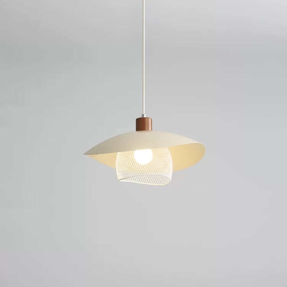 Eveline Modern LED Pendant Light Beige/Green/Wood Dining Room