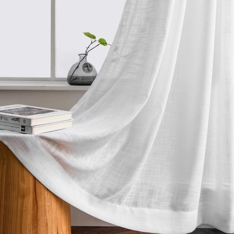 Ela Linen Semi Sheer Curtains Soft Top