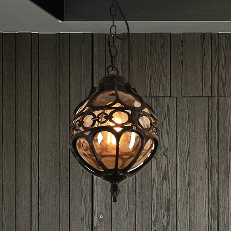 Alessio Loft Sphere Vintage Farmhouse Rustic Pendant Light Black/Bronze Dining Room