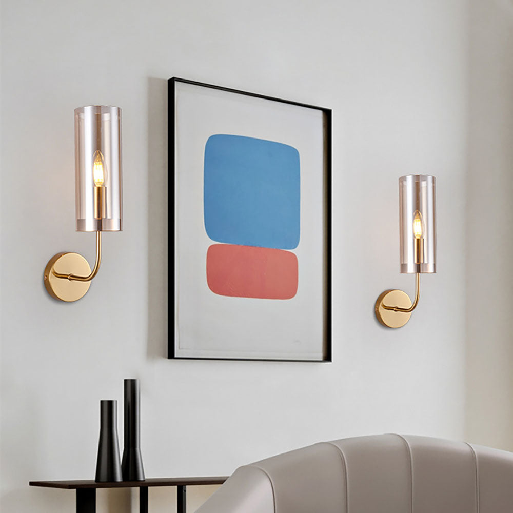 Leigh Nordic Post-Modern Indoor Wall Lamp 1/2 Lights Metal/Glass Living Room