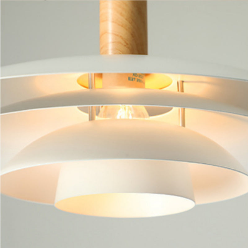 Morandi Modern LED Pendant Light White/Wood Metal Bedroom