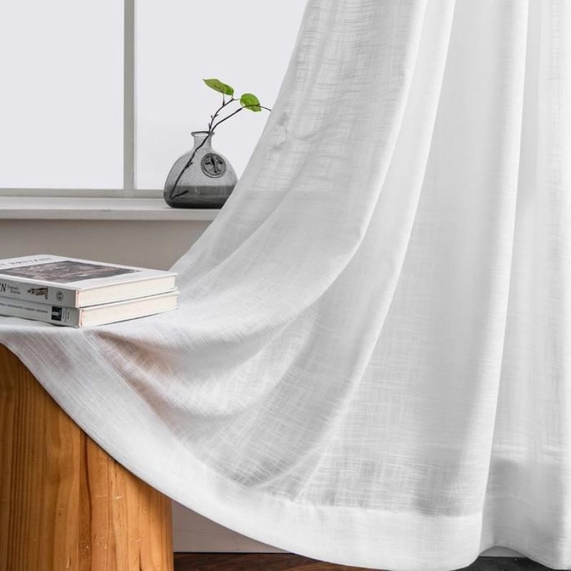 Ela Linen Semi Sheer Curtains Grommet