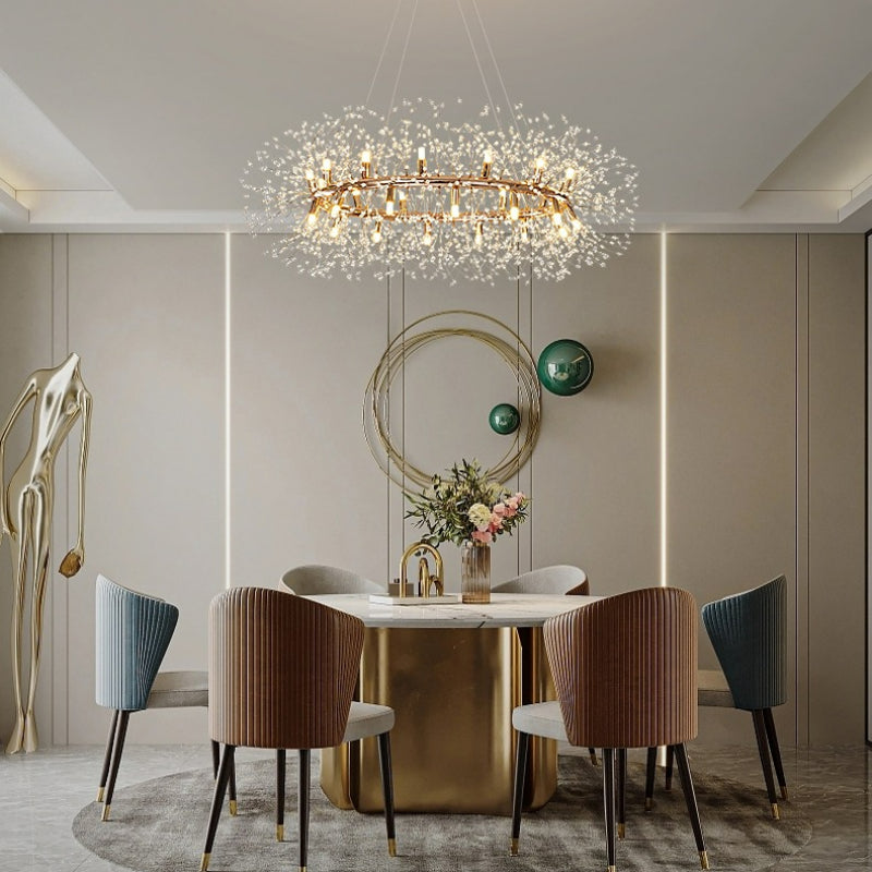 Lili Modern Dandelion LED Pendant Light Gold Metal/Crystal Bedroom/Living Room