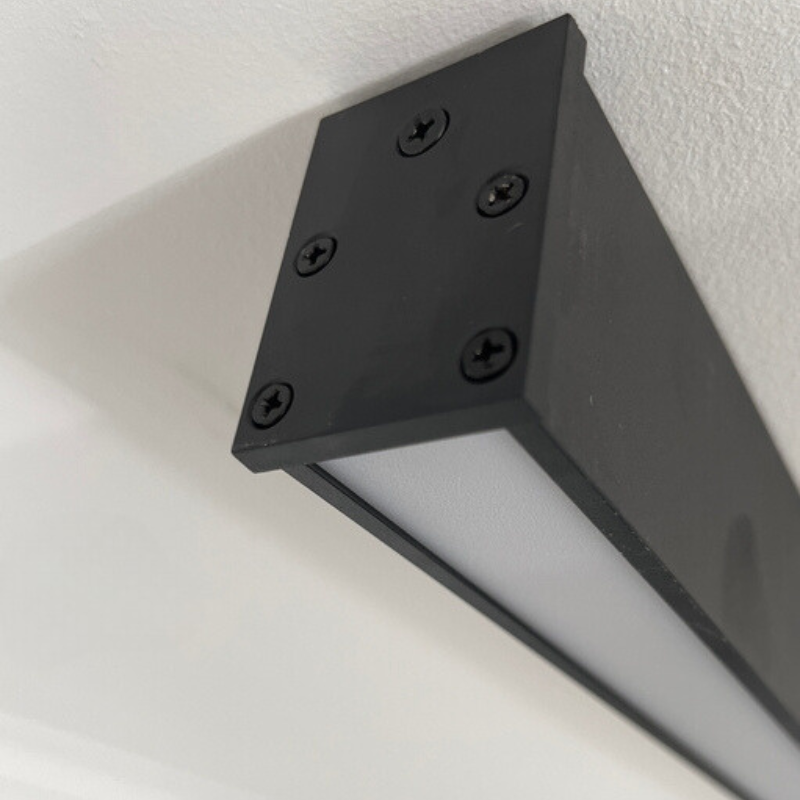 Edge Modern LED Linear Black Metal Flush Mount Ceiling Light